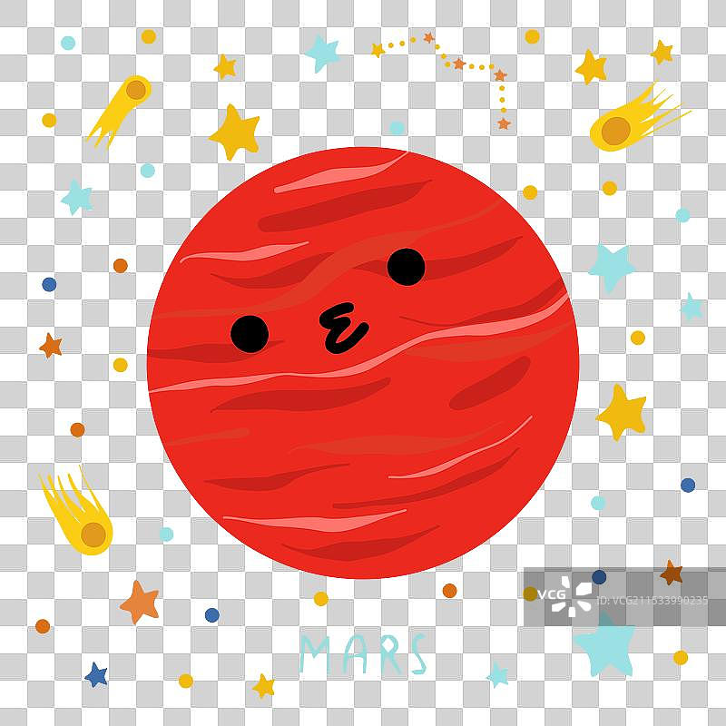适合儿童的行星太阳系，火星与图片素材