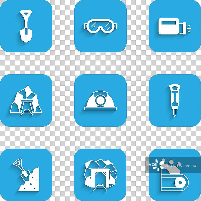 矿工头盔设置入口传送带运输图片素材