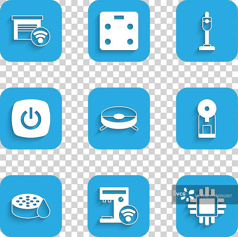 智能机器人吸尘器和咖啡机图片素材