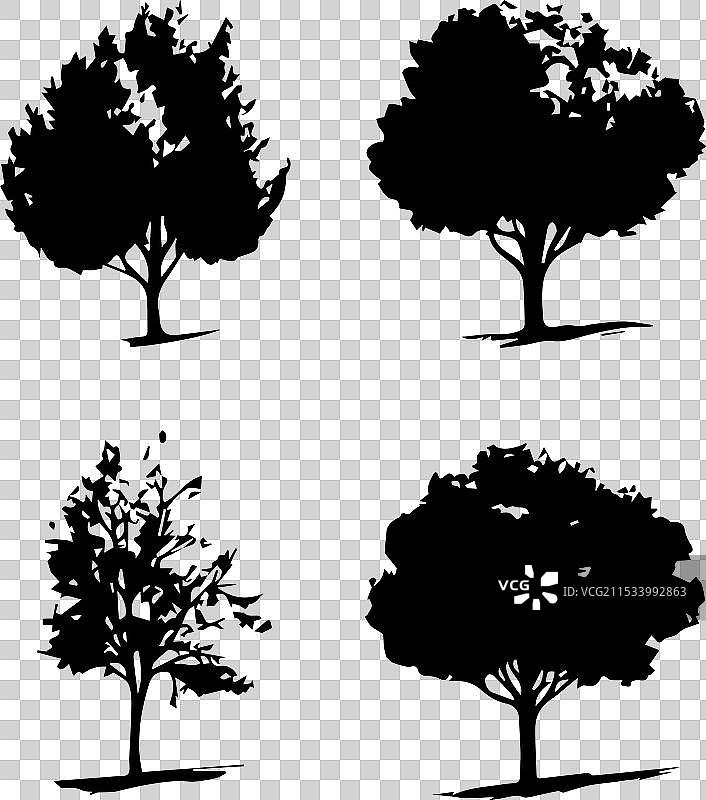 手绘树木设置图片素材