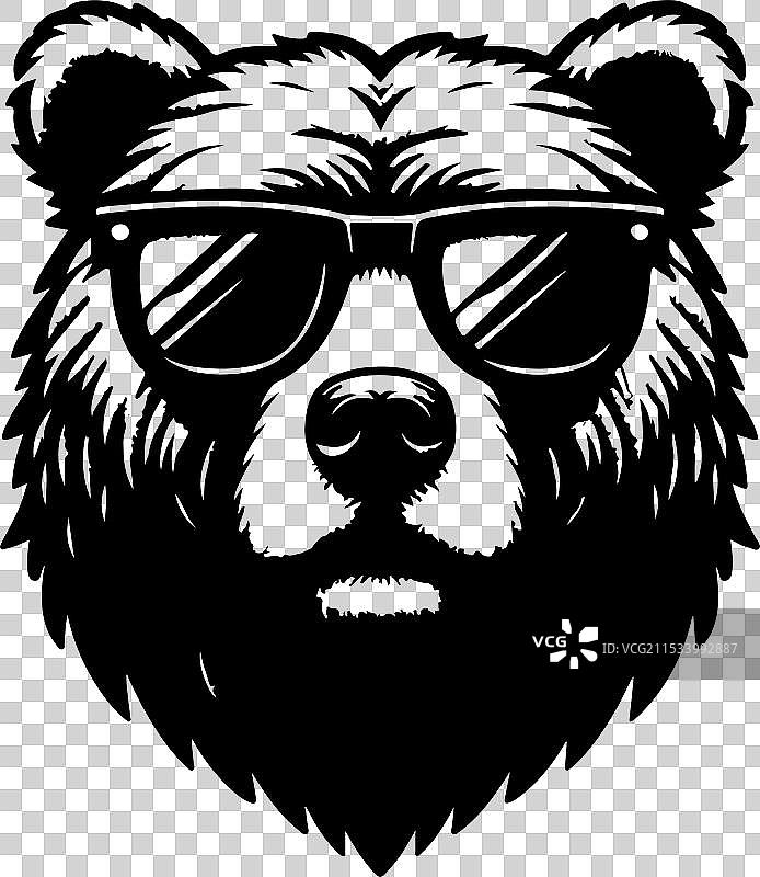 戴着太阳镜的熊剪影设计图片素材