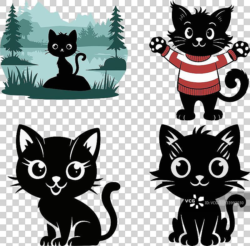 可爱的猫咪吉祥物角色设计图片素材