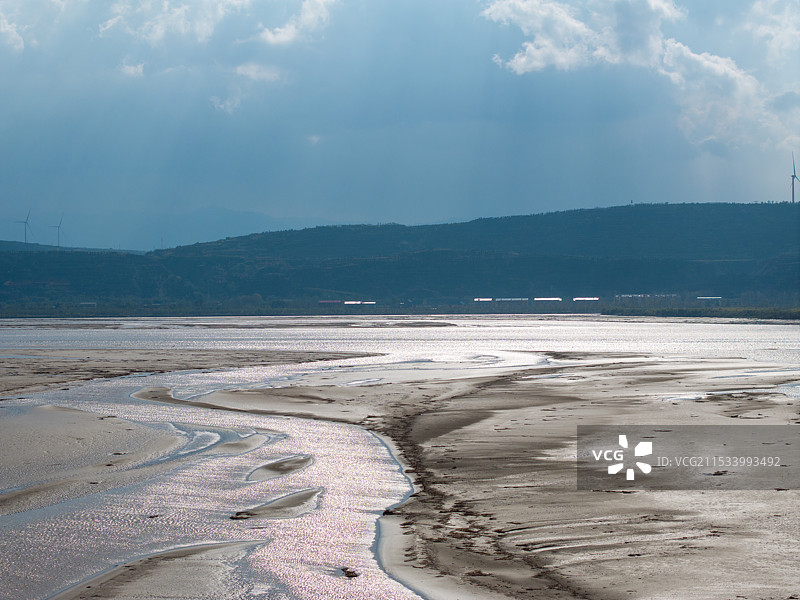 陕西省渭南市潼关县黄河风景区黄河与滩涂图片素材