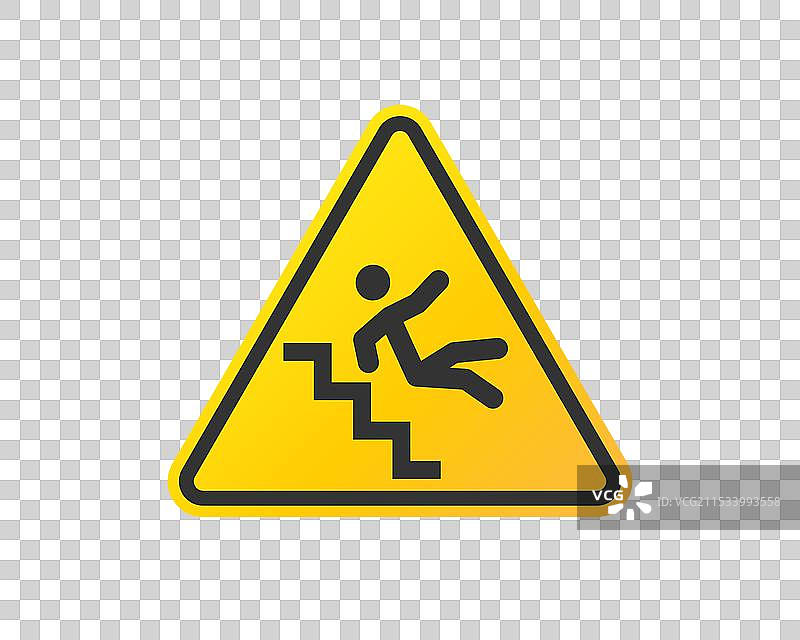 楼梯警告标志，请小心下台阶图片素材