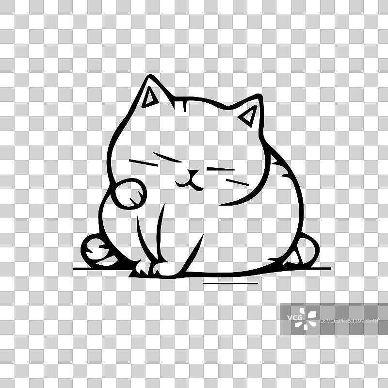 睡觉的猫线条艺术标志设计图片素材