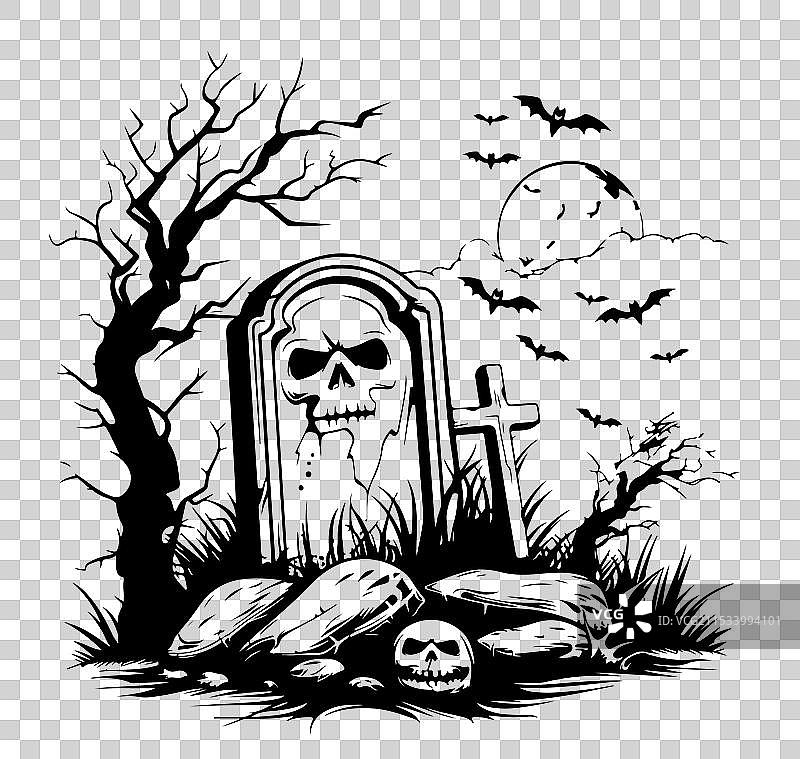 涂鸦风格的墓碑雕刻草图格式图片素材