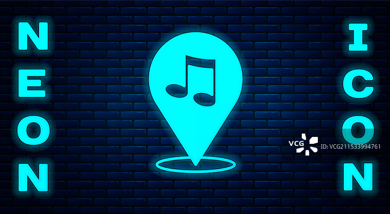发光的霓虹音乐音符位置图标图片素材