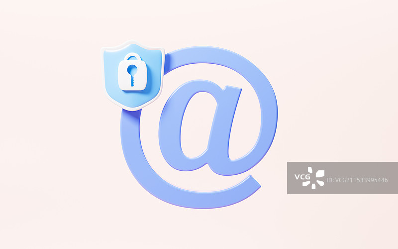 卡通加密邮件邮箱保护概念3D渲染图片素材