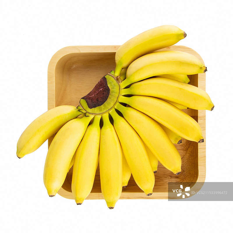 新鲜的完整皇帝蕉孤立在白色背景上图片素材