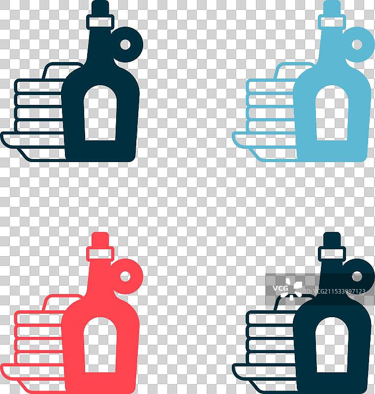 波普艺术风格的枫糖浆瓶与一叠煎饼图片素材