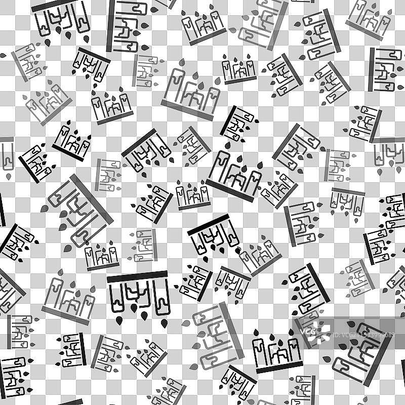 黑色燃烧蜡烛图标，隔离无缝设计图片素材