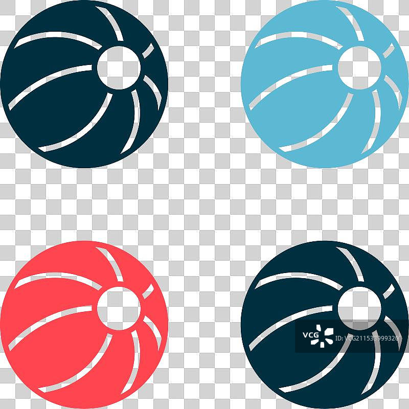 波普艺术风格的沙滩球图标，背景为色彩丰富的设计图片素材