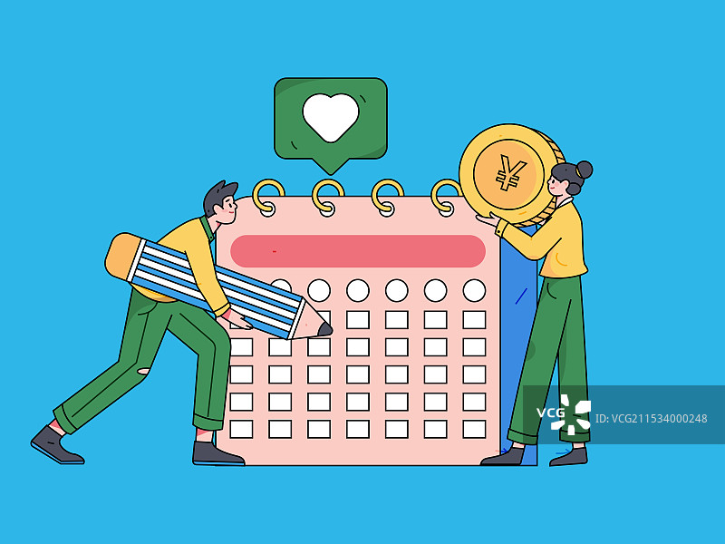 签到人物扁平矢量概念运营手绘插画图片素材