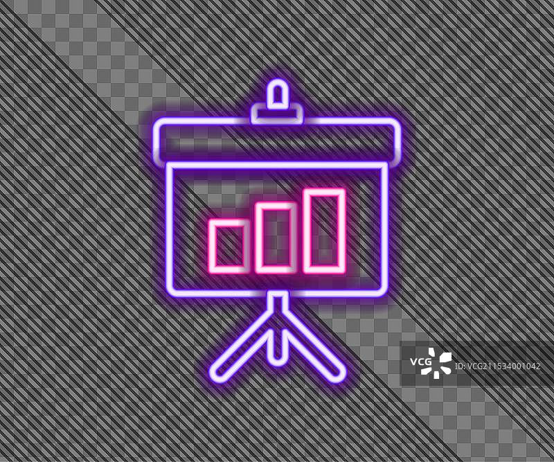 发光的霓虹线展示板与图表图片素材