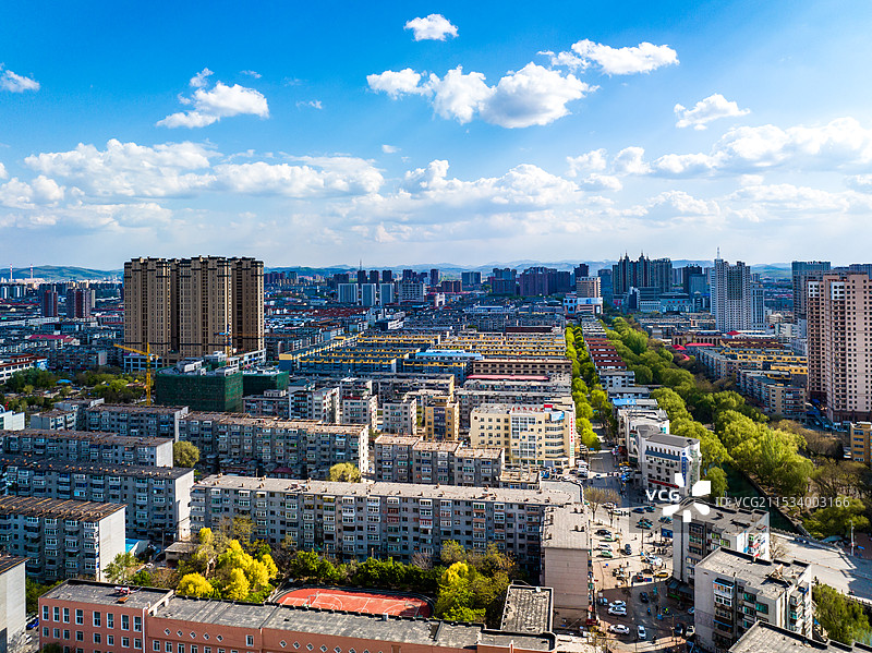 辽宁辽阳市区城市建筑风景航拍图片素材