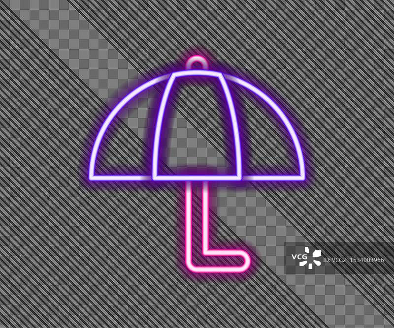 黑色背景上的发光霓虹线伞图标图片素材