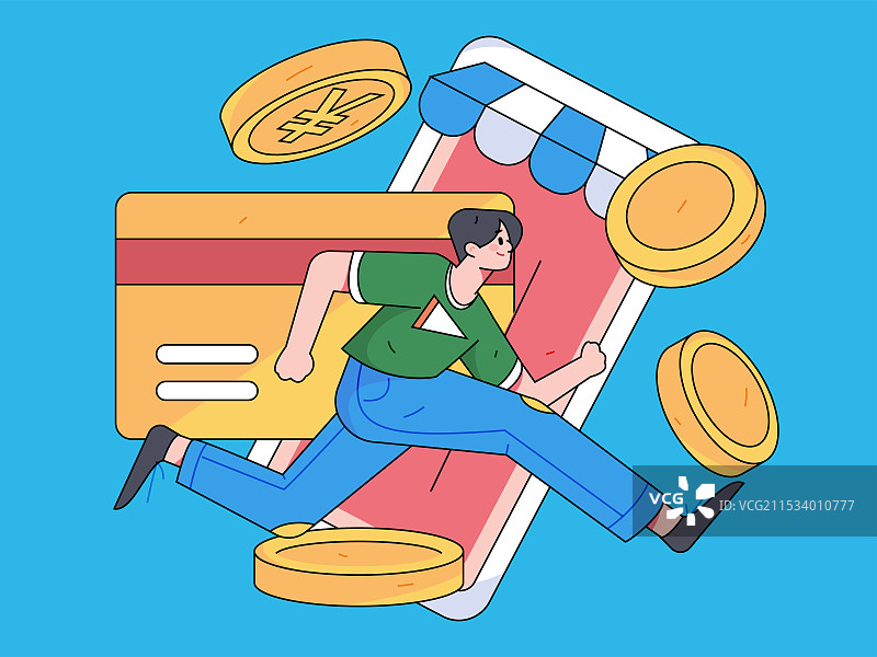 信用卡账单人物扁平矢量概念运营手绘插画图片素材