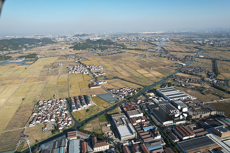 航拍宁波镇海九龙湖乡镇图片素材