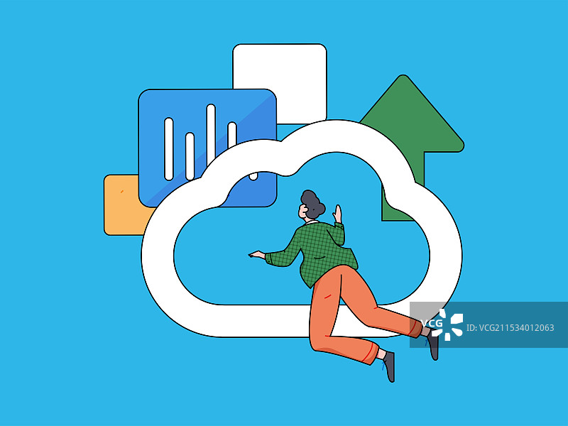 商务协作云计算扁平矢量概念运营手绘插画图片素材