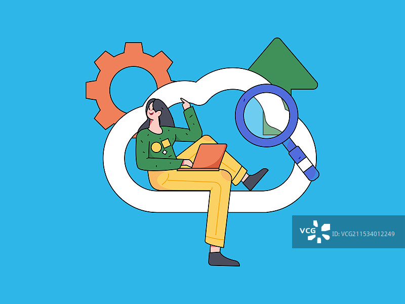 商务协作云计算扁平矢量概念运营手绘插画图片素材