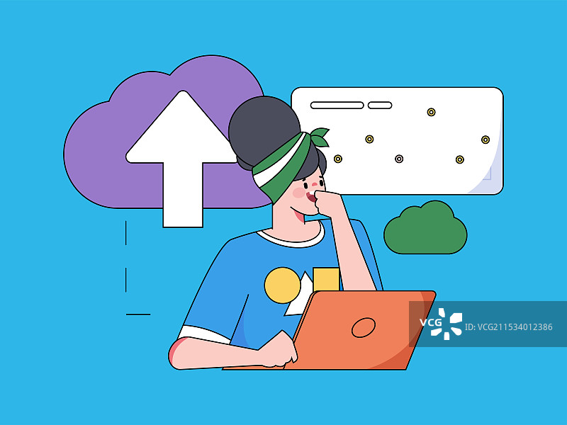 商务协作云计算扁平矢量概念运营手绘插画图片素材