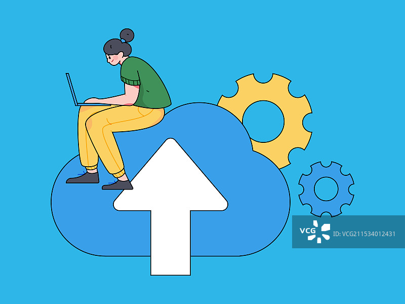 商务协作云计算扁平矢量概念运营手绘插画图片素材