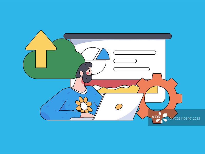 商务协作云计算扁平矢量概念运营手绘插画图片素材