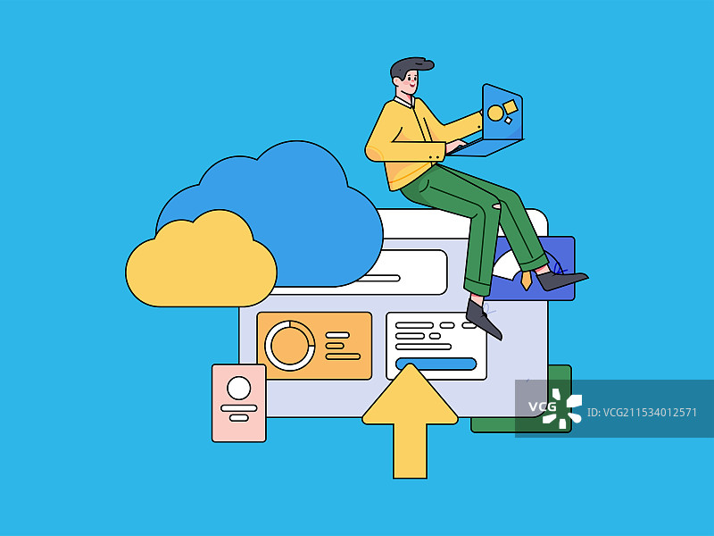 商务协作云计算扁平矢量概念运营手绘插画图片素材