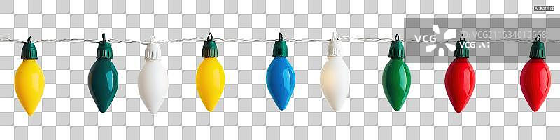 【AI数字艺术】白色透明背景上的圣诞灯串透明元素设计素材节日生日纪念日促销活动购物节氛围灯图片素材