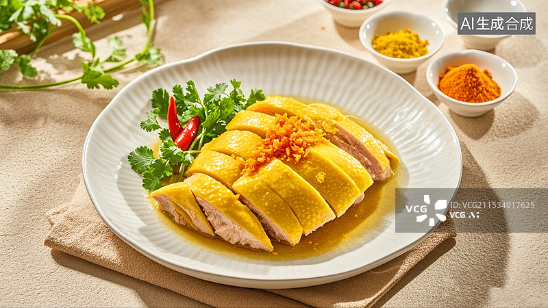 【AI数字艺术】中国美食粤菜白切鸡图片素材