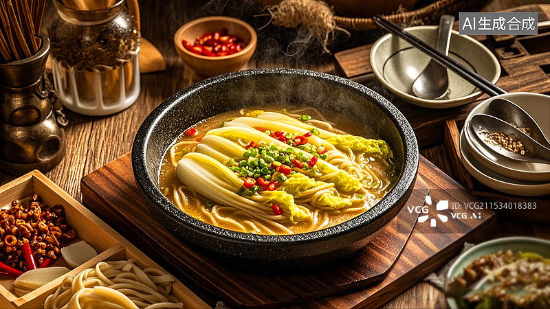 【AI数字艺术】中国美食粤菜上汤娃娃菜图片素材