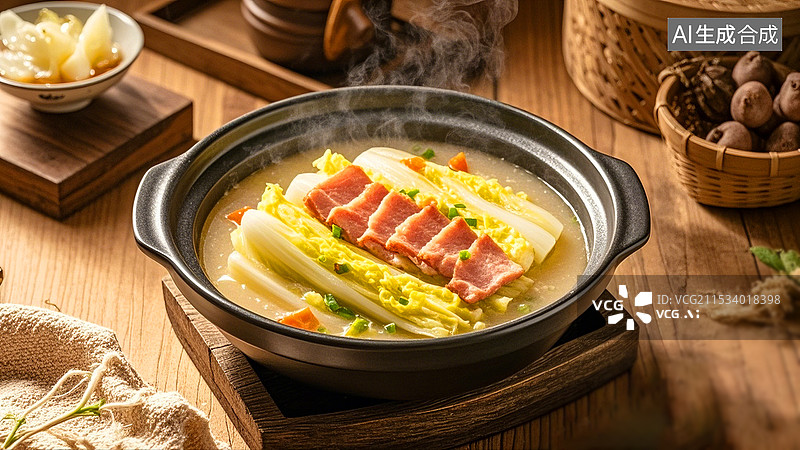 【AI数字艺术】中国美食粤菜上汤娃娃菜图片素材