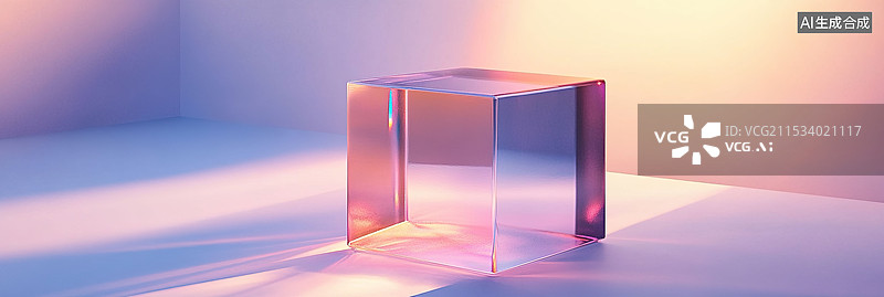 【AI数字艺术】透明粉色材质无人几何造型背景图片素材