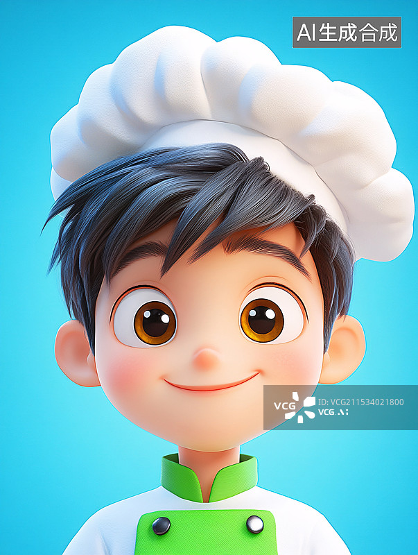 【AI数字艺术】穿着厨师职业服装的厨子3D插画图片素材
