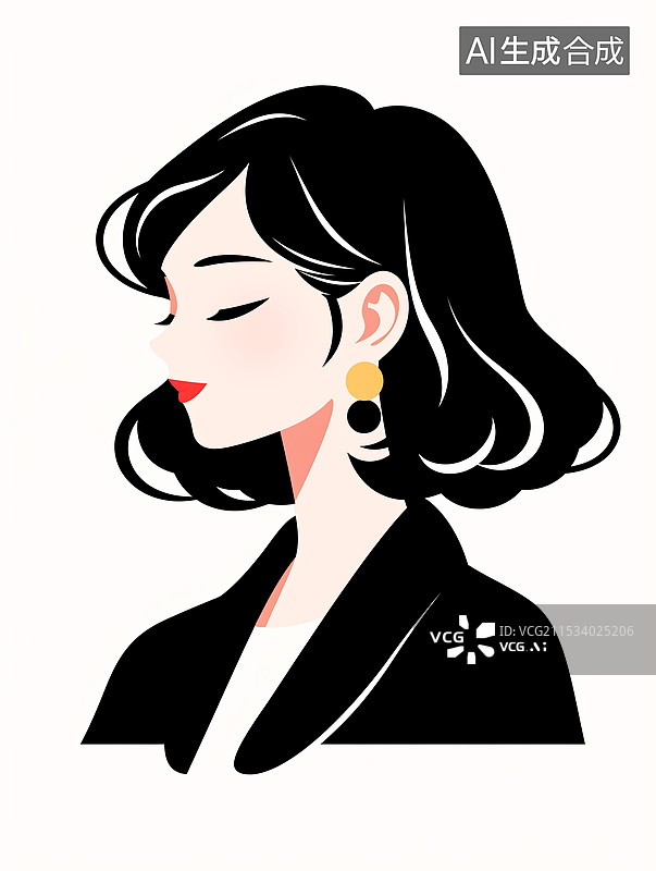 【AI数字艺术】青春时尚的卡通女孩头像插画图片素材