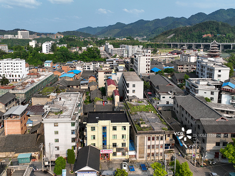 贵州省黔东南苗族侗族自治州岑巩县思旸镇，岑巩老城风光图片素材