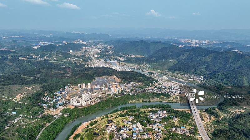 贵州省黔东南州岑巩县思旸镇，龙江河形似太极图图片素材