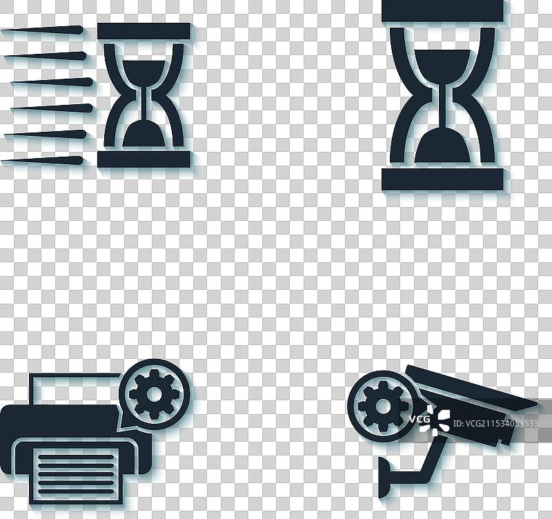 旧沙漏与沙子和监控摄像头图片素材