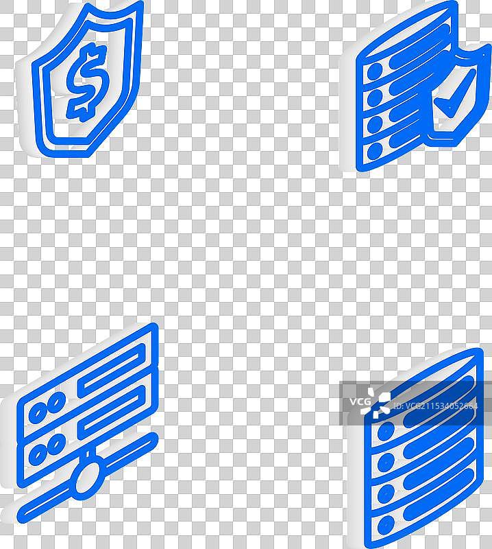 等距线条服务器与保护盾图片素材