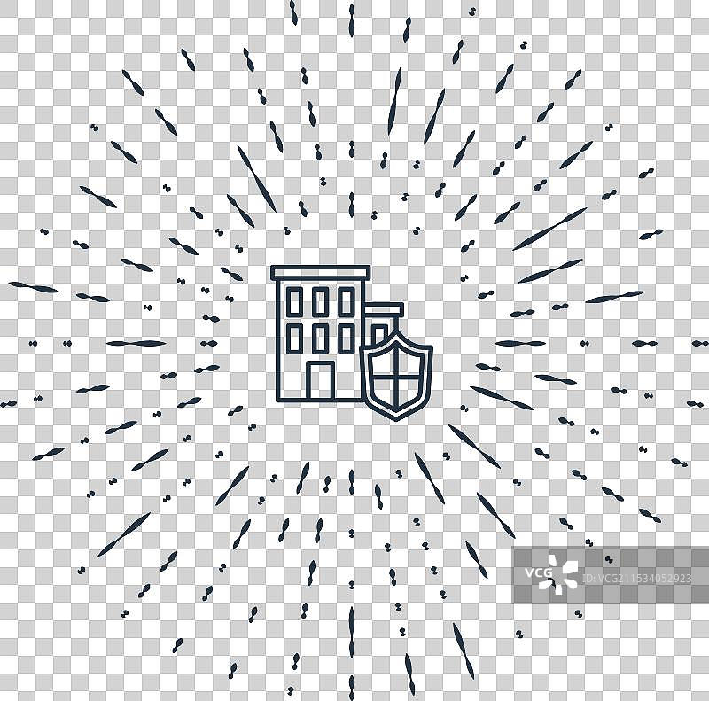 带有盾牌图标的黑色线条房屋图片素材
