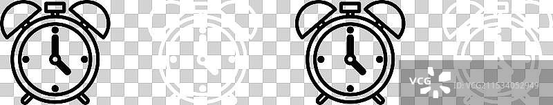 黑色背景上的闹钟图标图片素材