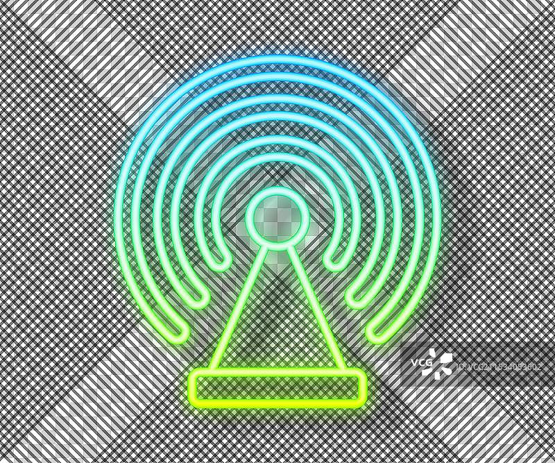 黑色背景上的发光霓虹线雷达图标图片素材