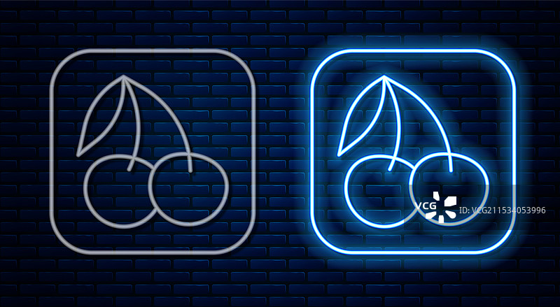 发光的霓虹线赌场老虎机与樱桃图片素材