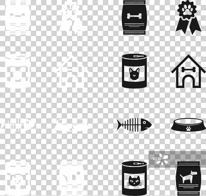 狗屋、狗骨头和狗粮罐头的袋子图片素材