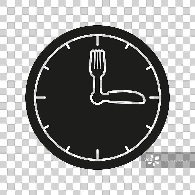 餐具和时钟图标，表示用餐时间图片素材