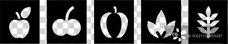 秋季收获黑色图标集图片素材