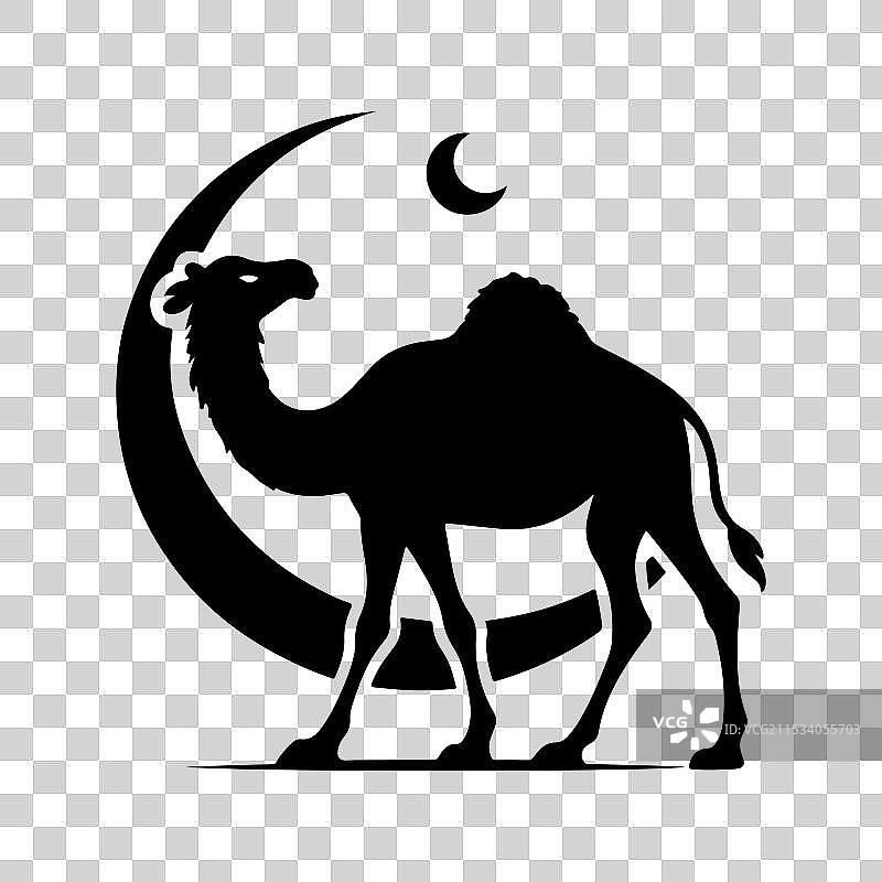 骆驼剪影极简插图图片素材