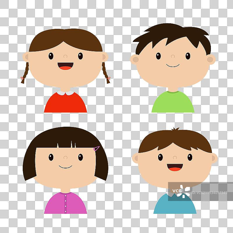 可爱的婴儿男孩女孩图标，搞笑儿童头像图片素材