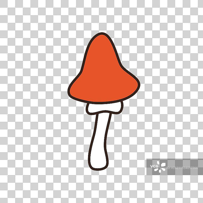 可爱的红色蘑菇真菌图标，复古风格图标图片素材