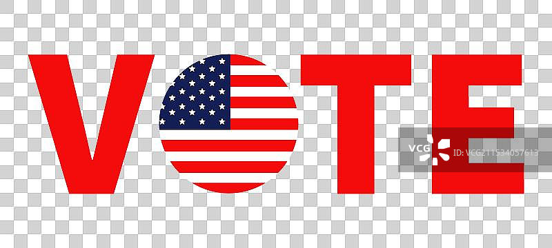 带有美国国旗的红色投票按钮图标图片素材